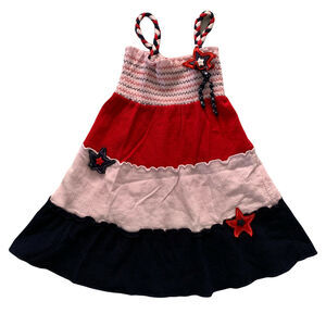 Good Lad Mini Sleeveless Dress Girl Size 5 Red Pink Navy Smocked Nautical Star